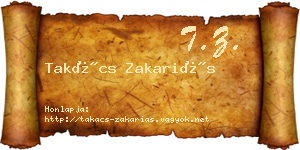 Takács Zakariás névjegykártya